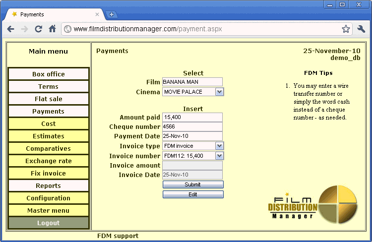 Payments form  