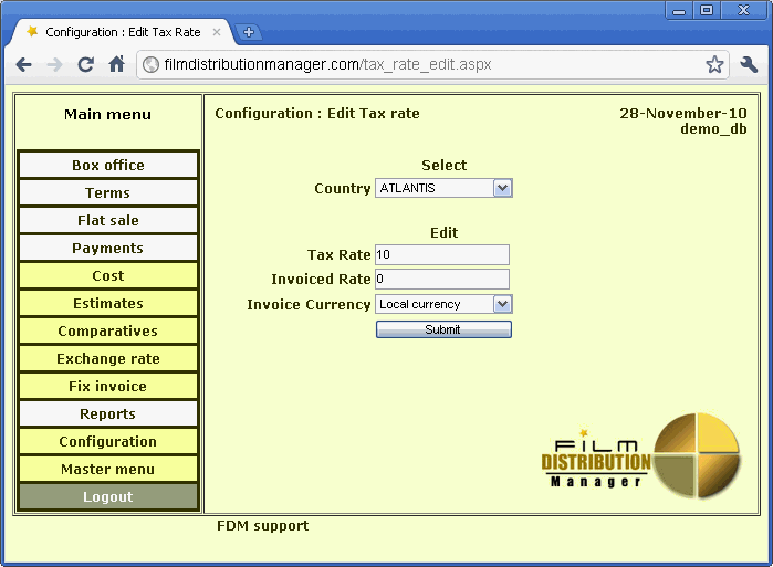 Edit Tax rate  