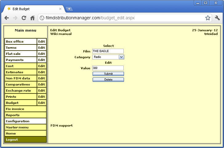 Edit budget