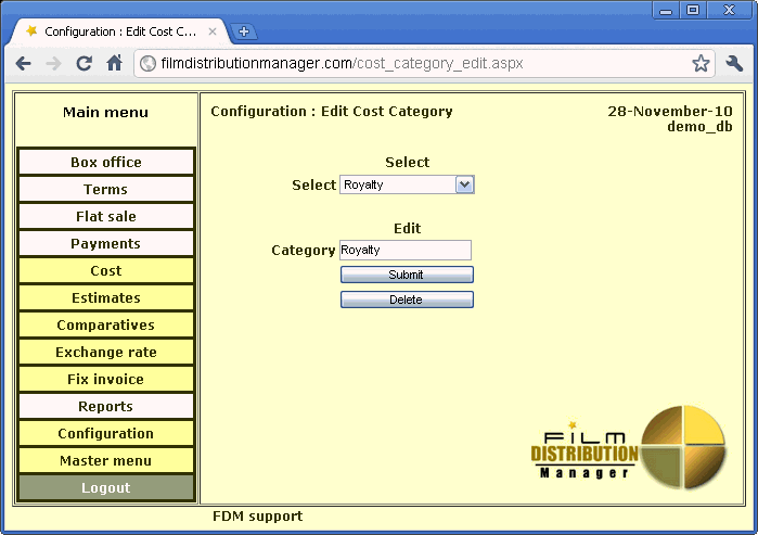 Edit Cost Category  