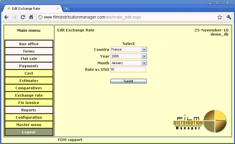 Edit Exchange Rate  