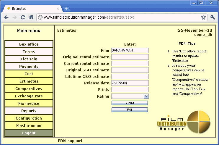 Estimates form   