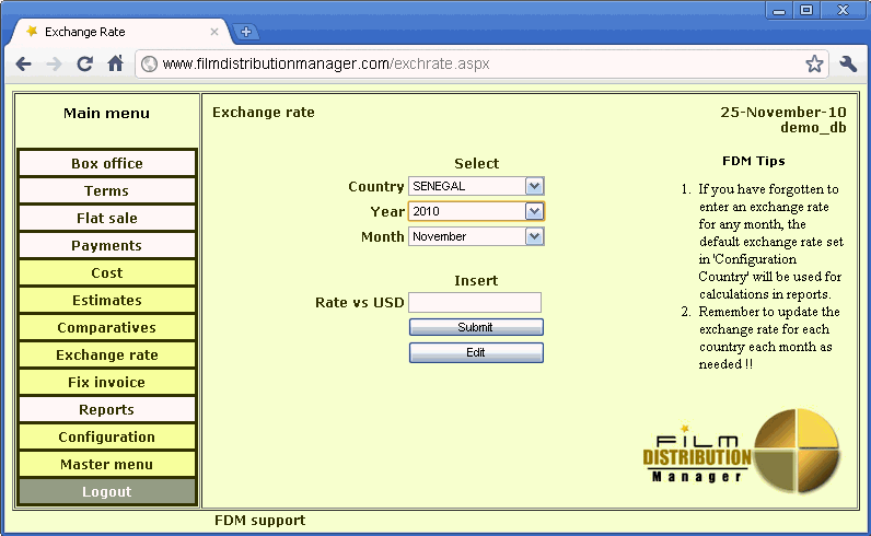 Exchange Rate form  