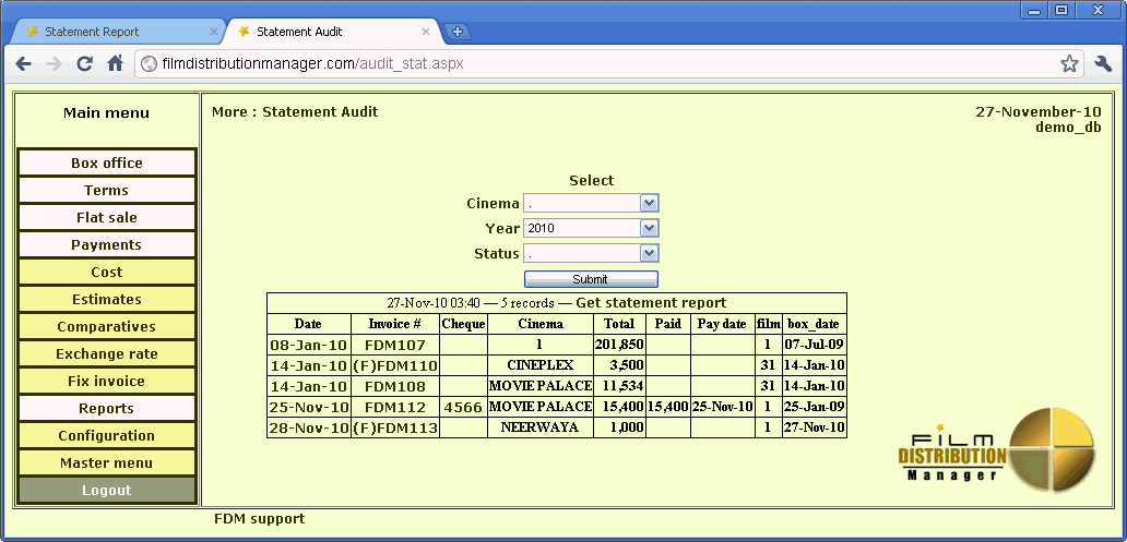 Audit Statement form   