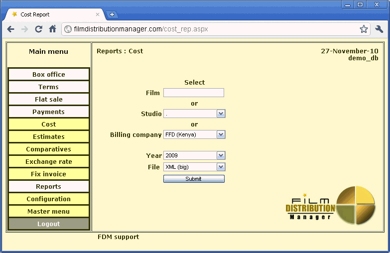 Cost report  