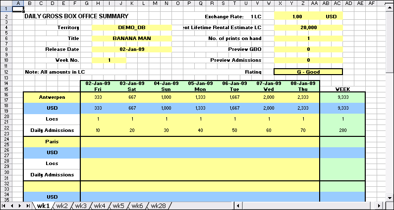 DGBOS Report in the MS Excel  