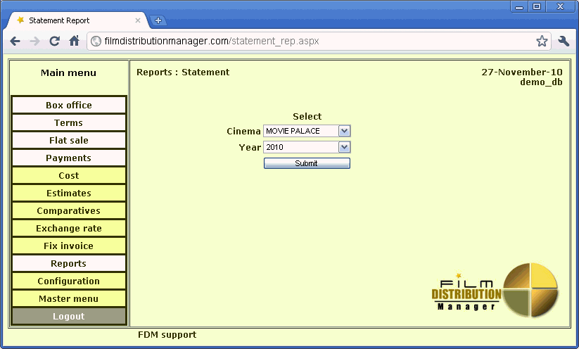 Statement report form   