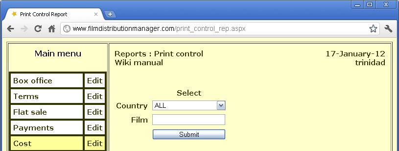 Print control form