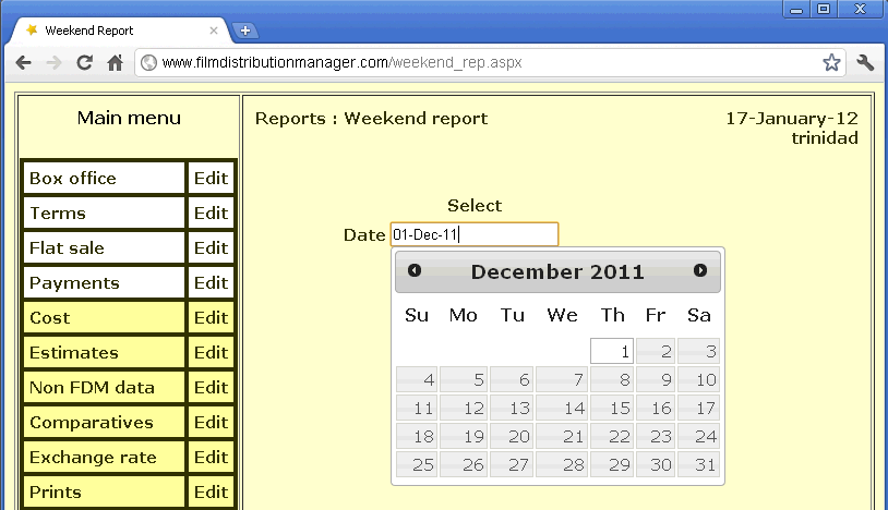 Weekend report form
